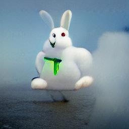 generated: an inflatable rabbit held up in the air by the geyser Old Faithful #2